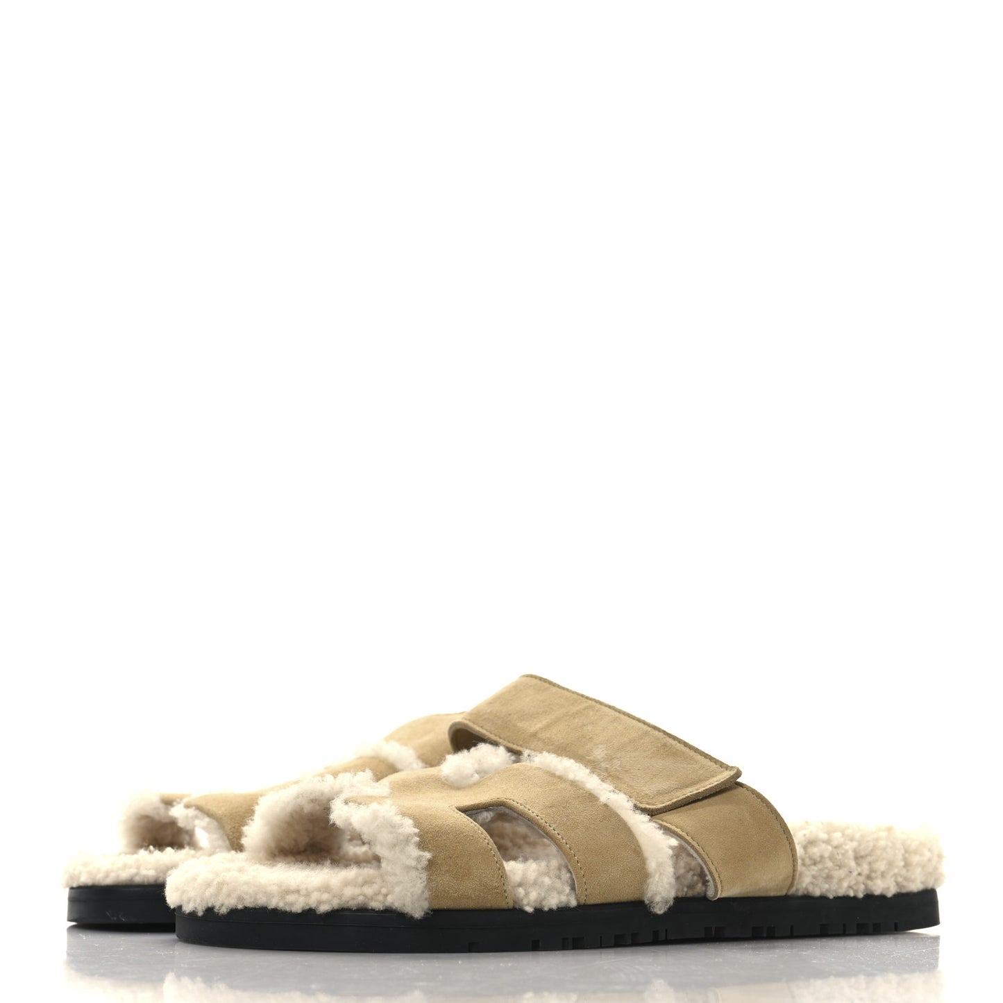 Suede Goatskin Woolskin Womens Chypre Sandals 36 Beige Albatre Ecru