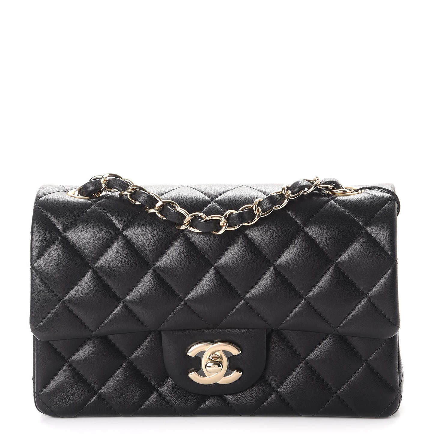 Lambskin Quilted Mini Rectangular Flap Black