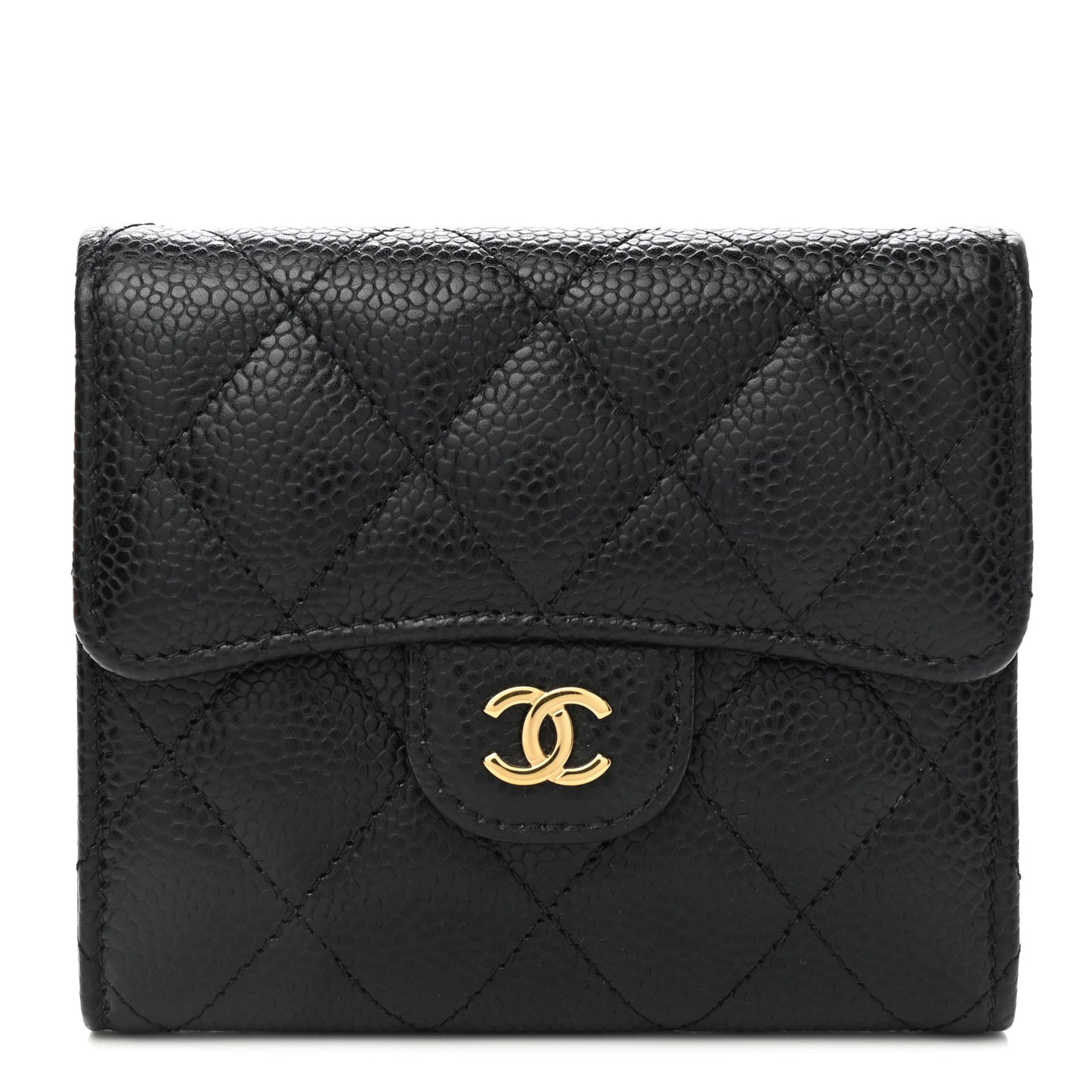 Caviar Quilted Compact Flap Wallet