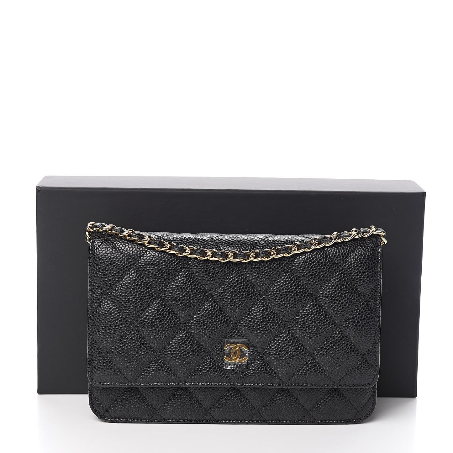 Caviar Quilted Wallet On Chain WOC Black