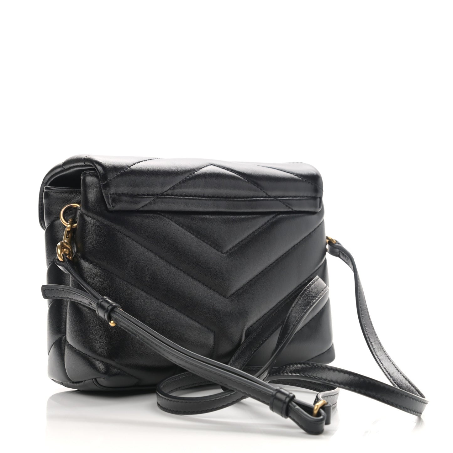 Calfskin Y Quilted Monogram Toy Loulou Crossbody Bag Black