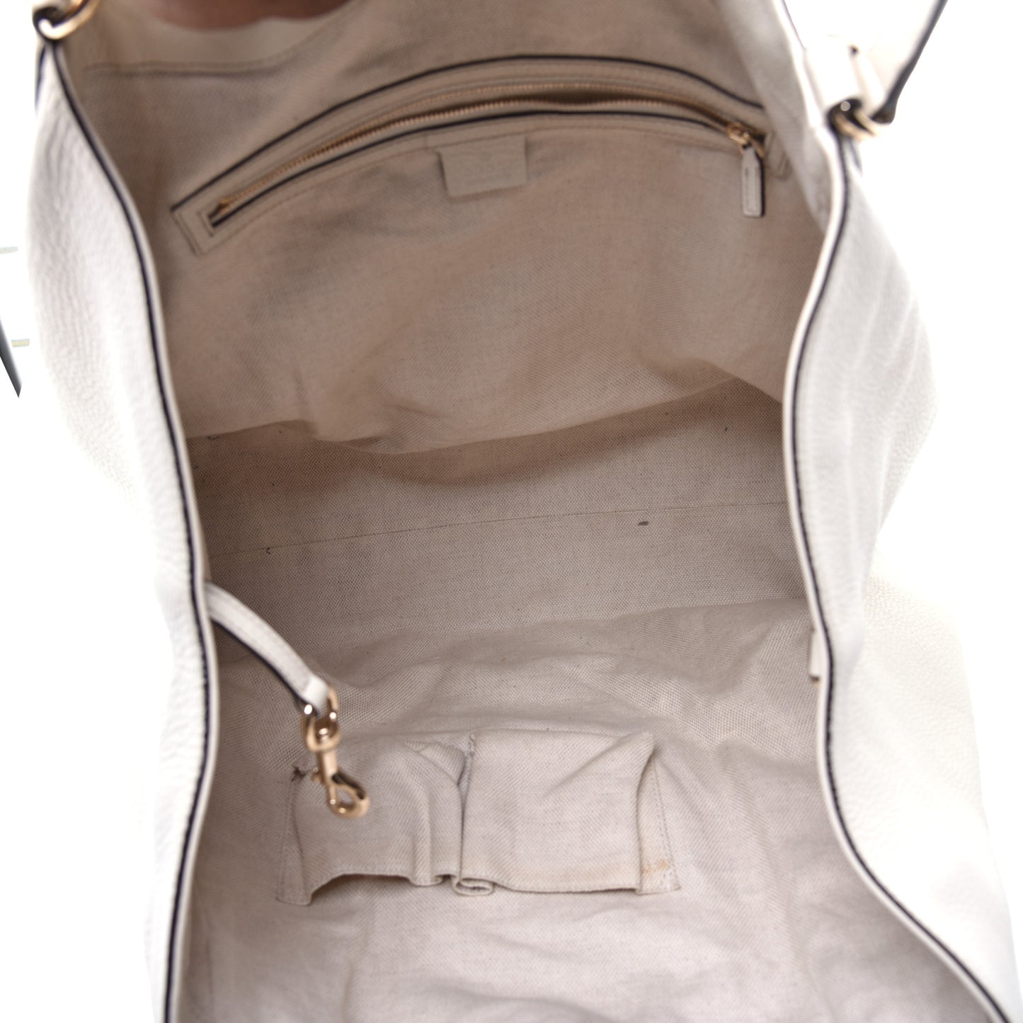 Pebbled Calfskin Large Soho Shoulder Bag Off White