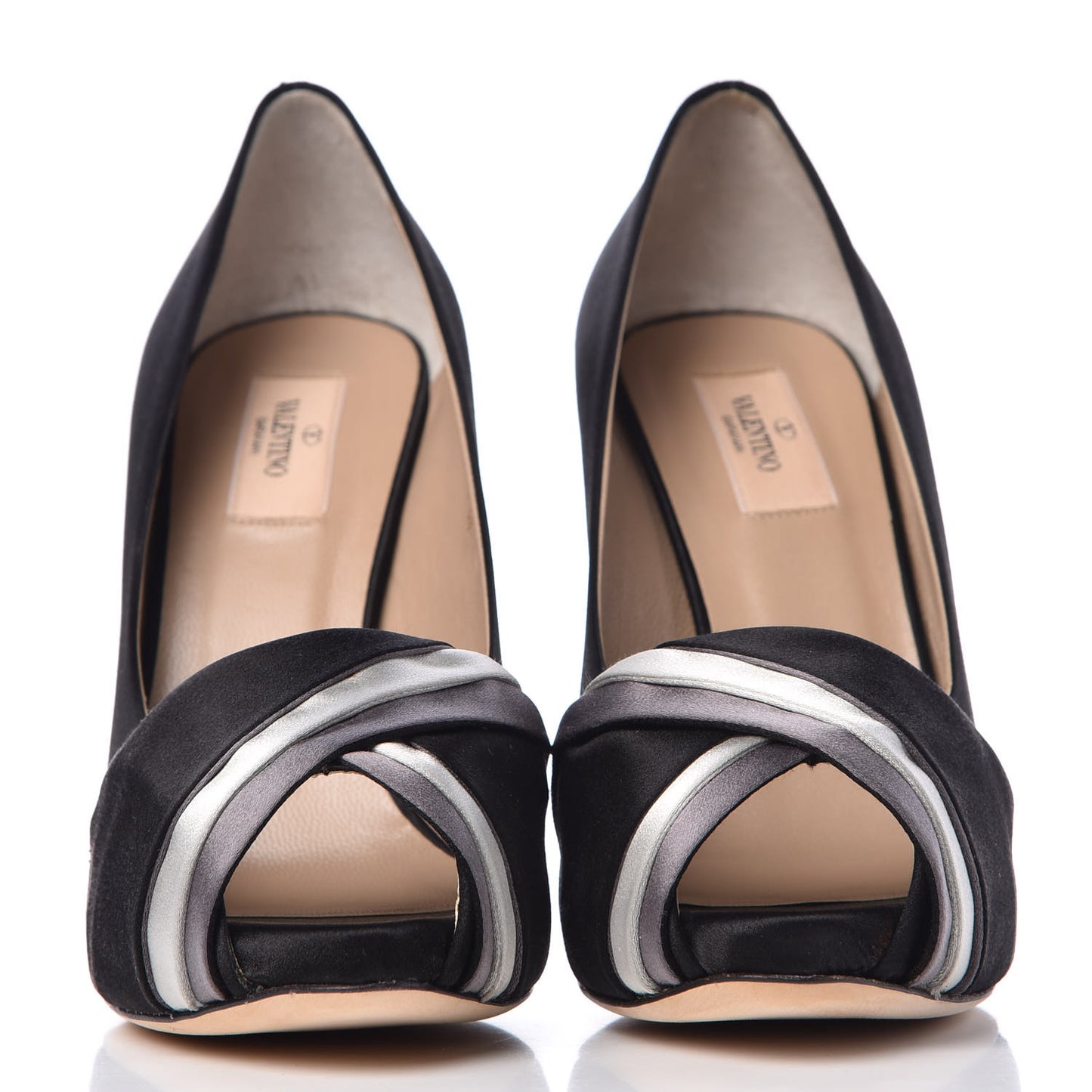 Satin Peep Toe Pumps 40 Black