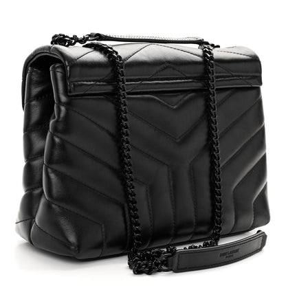 Saint Laurent Calfskin Y Quilted Monogram Monochrome Small Loulou Chain Satchel Black 3 of 9