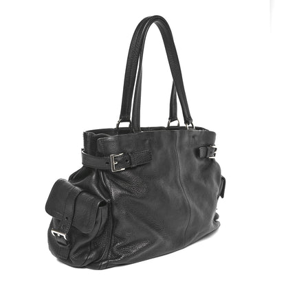 Prada Vitello Daino Side Pocket Tote Black 2 of 8