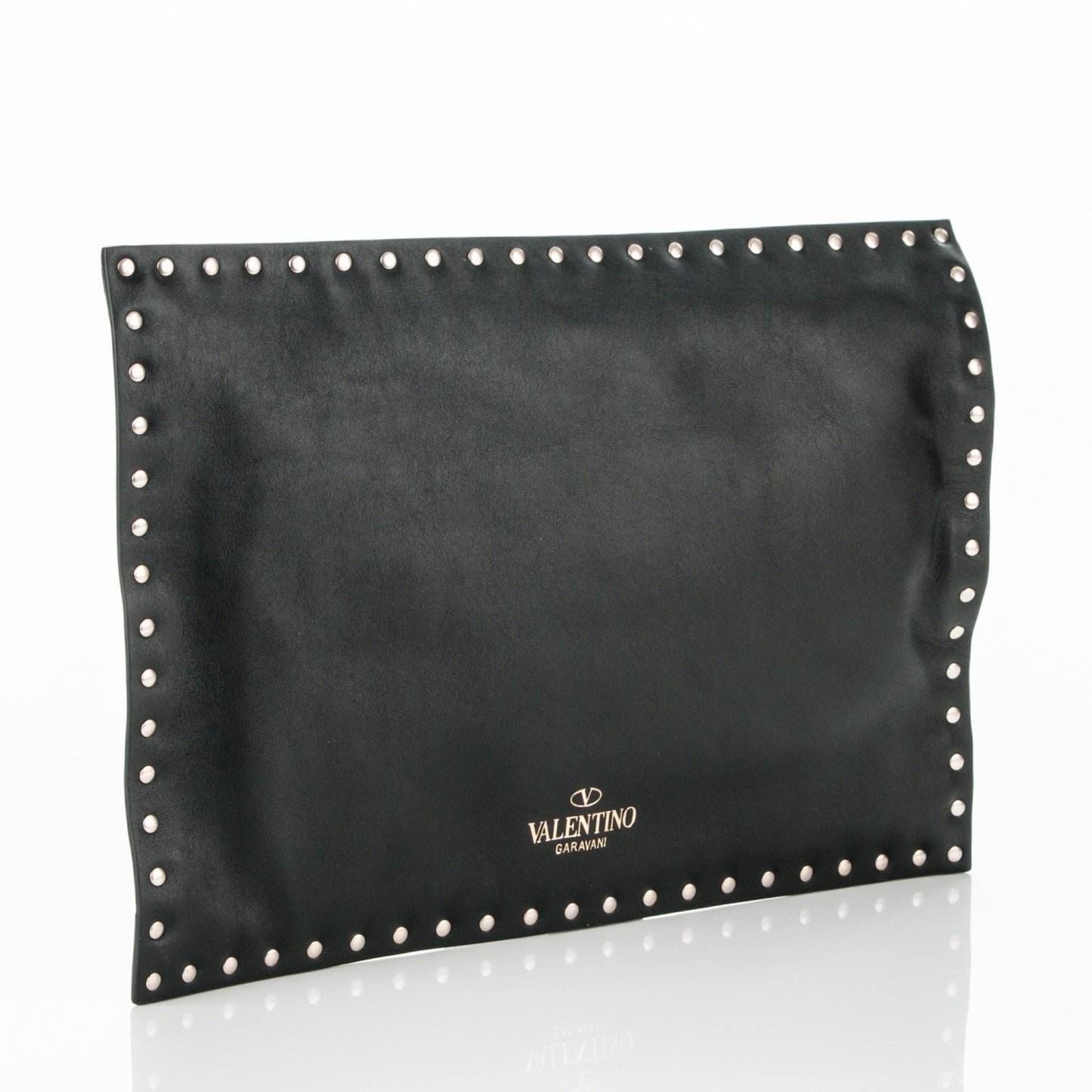 Vitello Untitled Rockstud Envelope Clutch Black