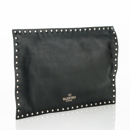 Valentino Garavani Vitello Untitled Rockstud Envelope Clutch Black 3 of 6
