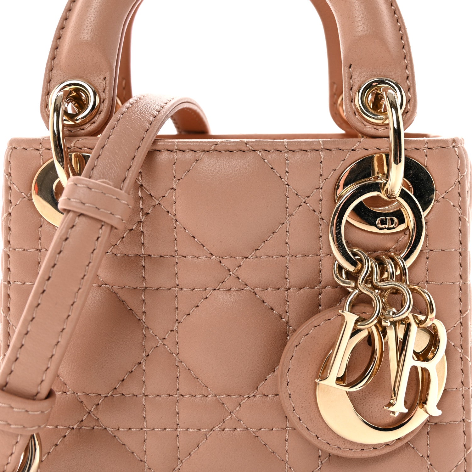 Christian Dior Lambskin Cannage Micro Lady Dior Rose Des Vents 7 of 10