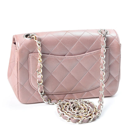Chanel Metallic Lambskin Quilted Extra Mini Rectangular Flap Pink 2 of 10