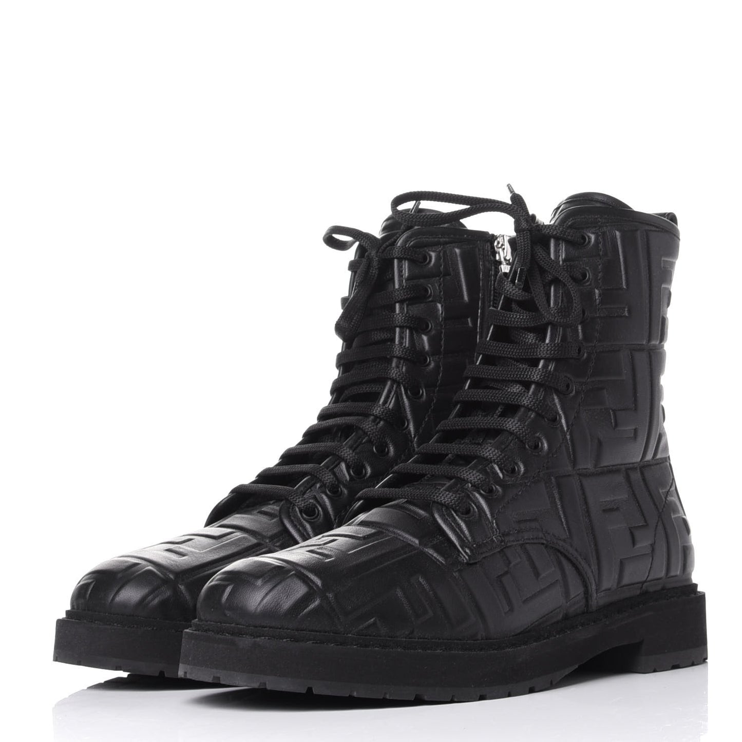 Nappa FF Embossed Womens Biker Boots 38.5 Black
