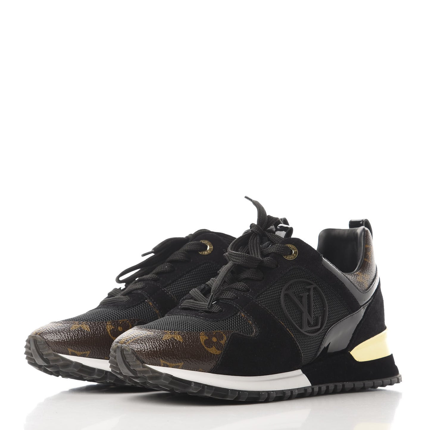 Suede Monogram Run Away Sneakers 37 Black
