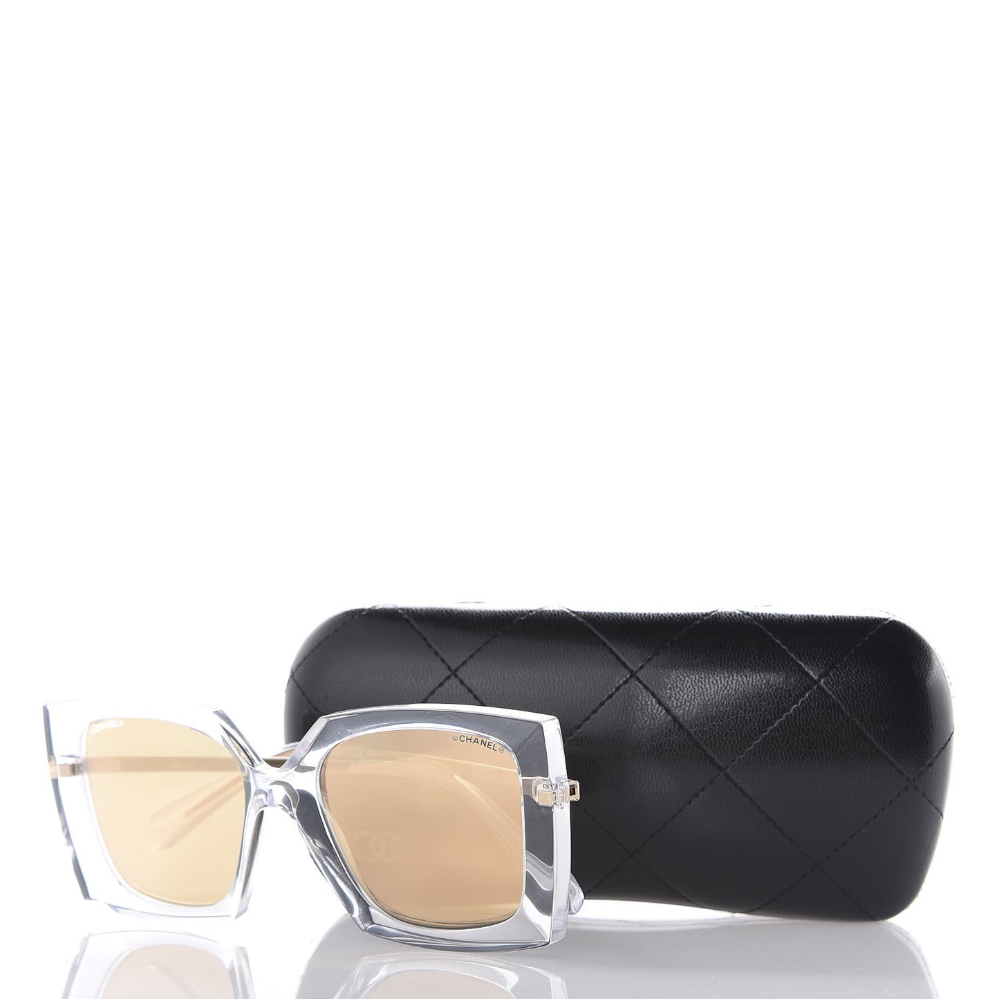 24K Gold Mirror Square Sunglasses 6051 Transparent