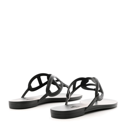 Hermes Rubber Womens Egerie Sandals 38 Black 4 of 9
