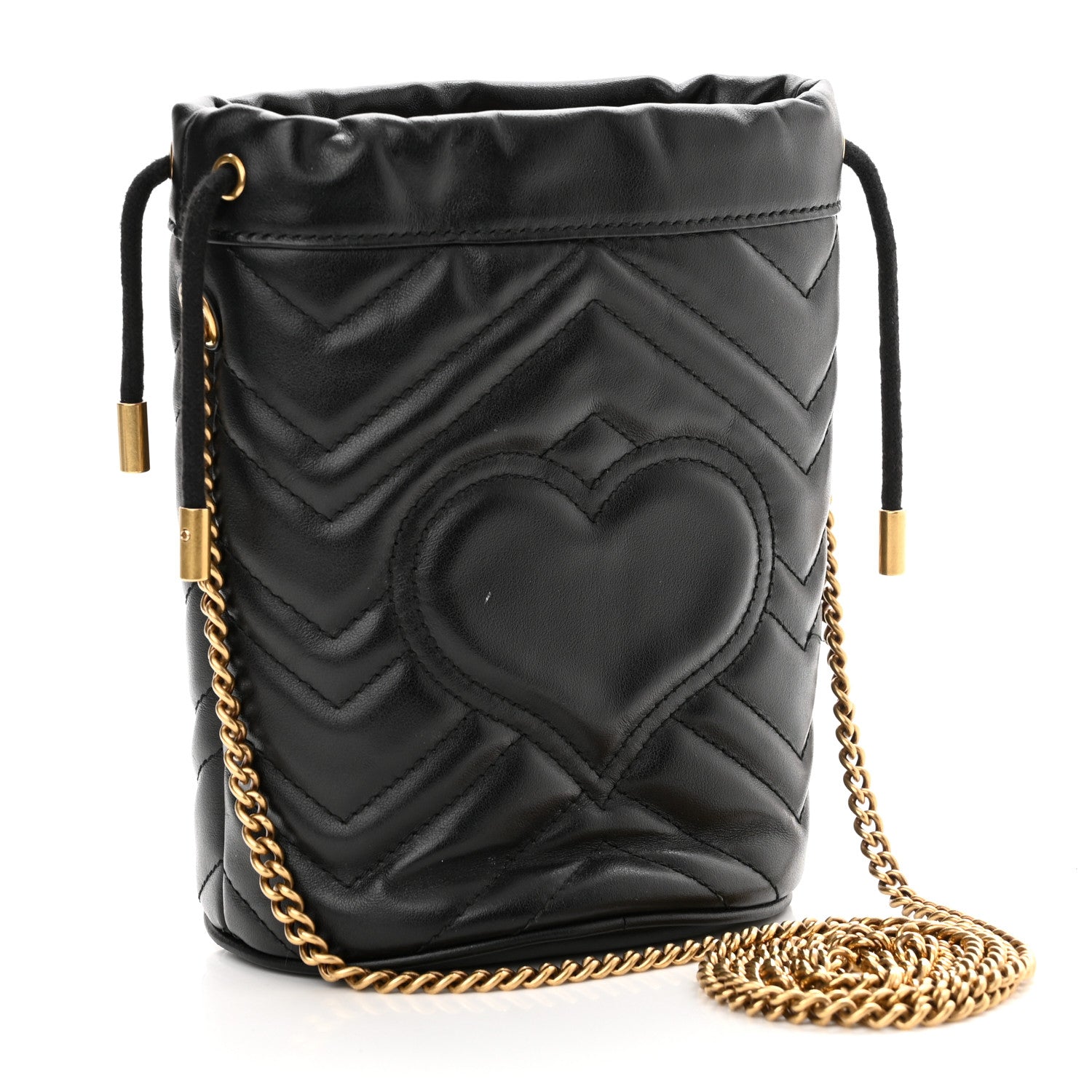 Gucci Calfskin Matelasse Mini GG Marmont 2.0 Bucket Bag Black 3 of 10