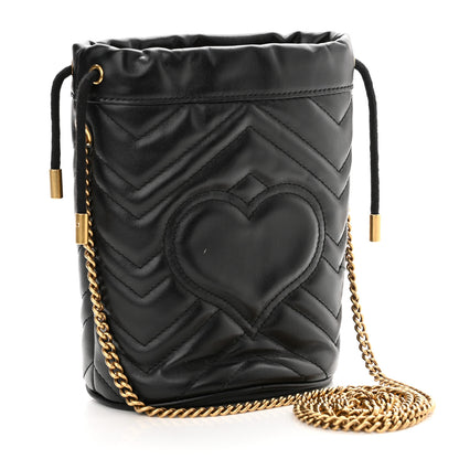 Gucci Calfskin Matelasse Mini GG Marmont 2.0 Bucket Bag Black 3 of 10