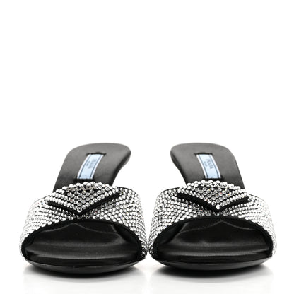 Prada Satin Crystal Logo 65mm Slide Sandals 38 Cristal 3 of 9