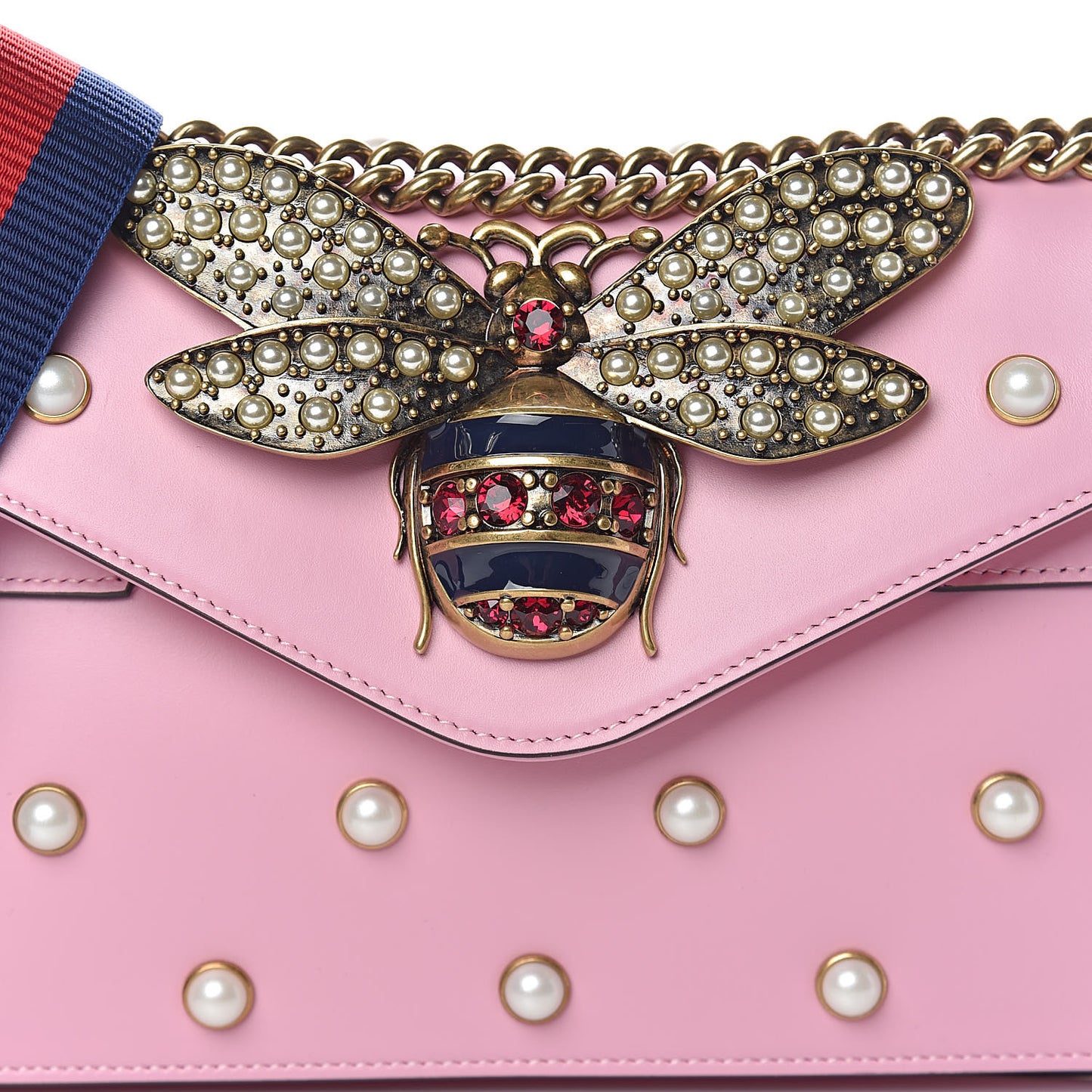 Nappa Pearl Studded Mini Queen Margaret Broadway Shoulder Bag Sugar Pink