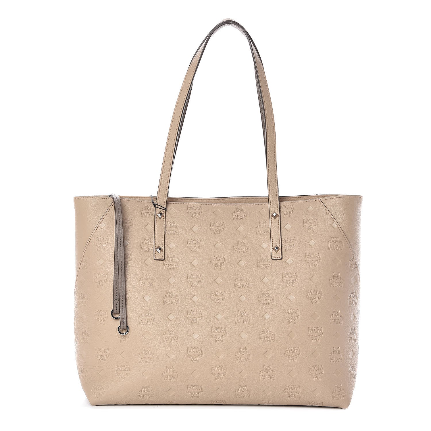 MCM Calfskin Ottomar Monogram Medium Klara Top Zip Tote New Beige 1 of 8