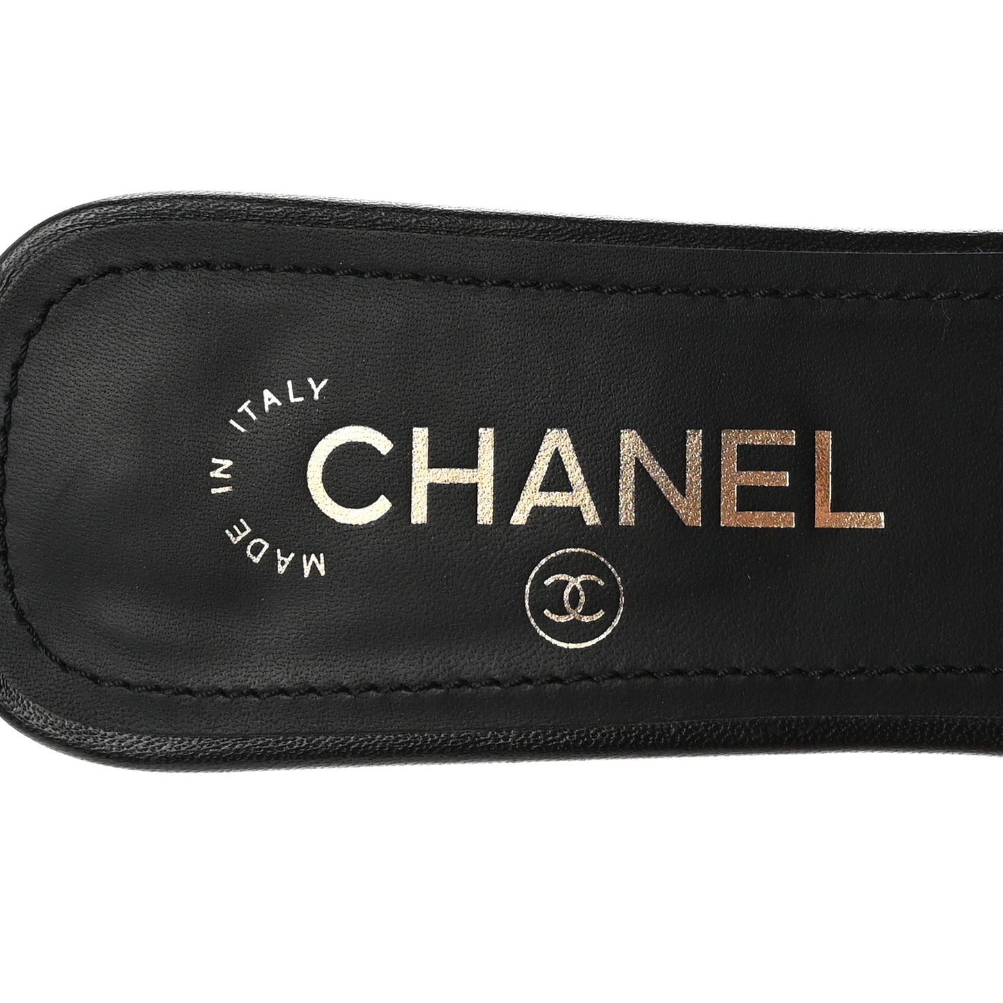 Lambskin Pearl CC Sandals 38.5 Black