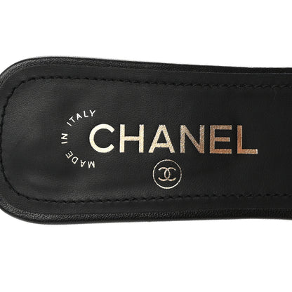 Chanel Lambskin Pearl CC Sandals 38.5 Black 8 of 9