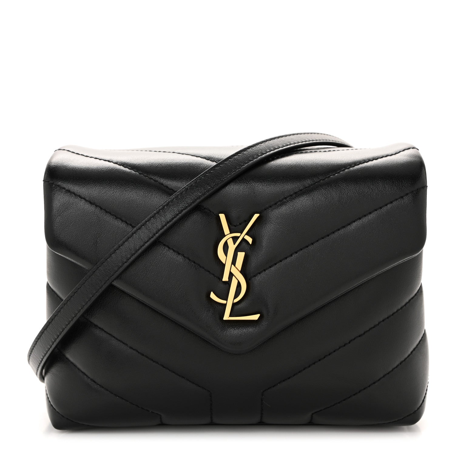 Saint Laurent Calfskin Y Quilted Monogram Toy Loulou Crossbody Bag Black 1 of 11