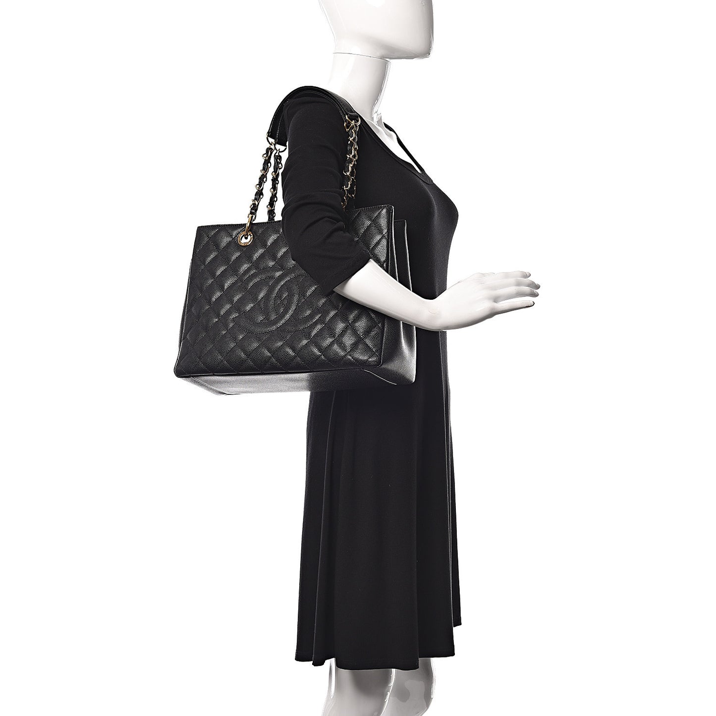 Caviar Quilted Grand Shopping Tote GST Black
