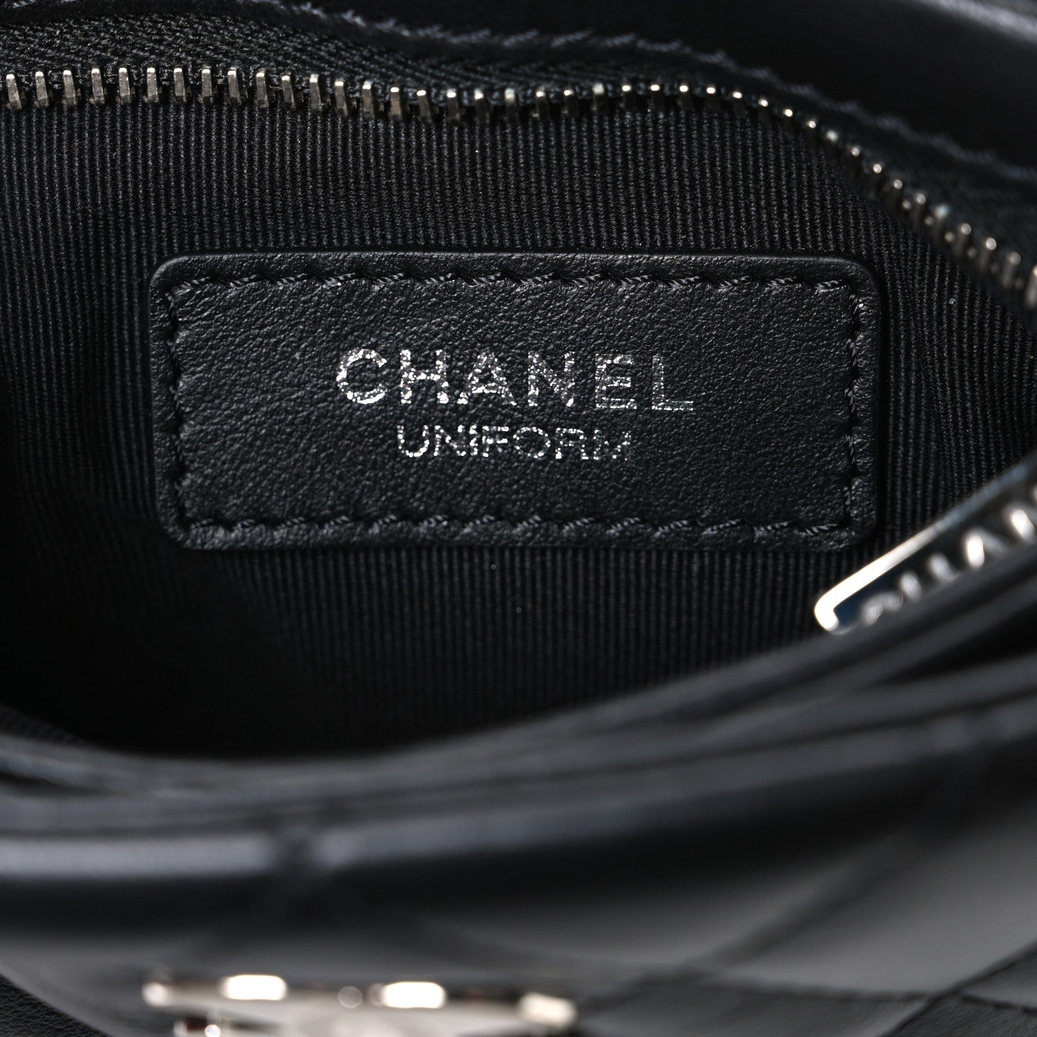 Chanel Lambskin Quilted Uniform Crossbody Bag Black 5 of 9