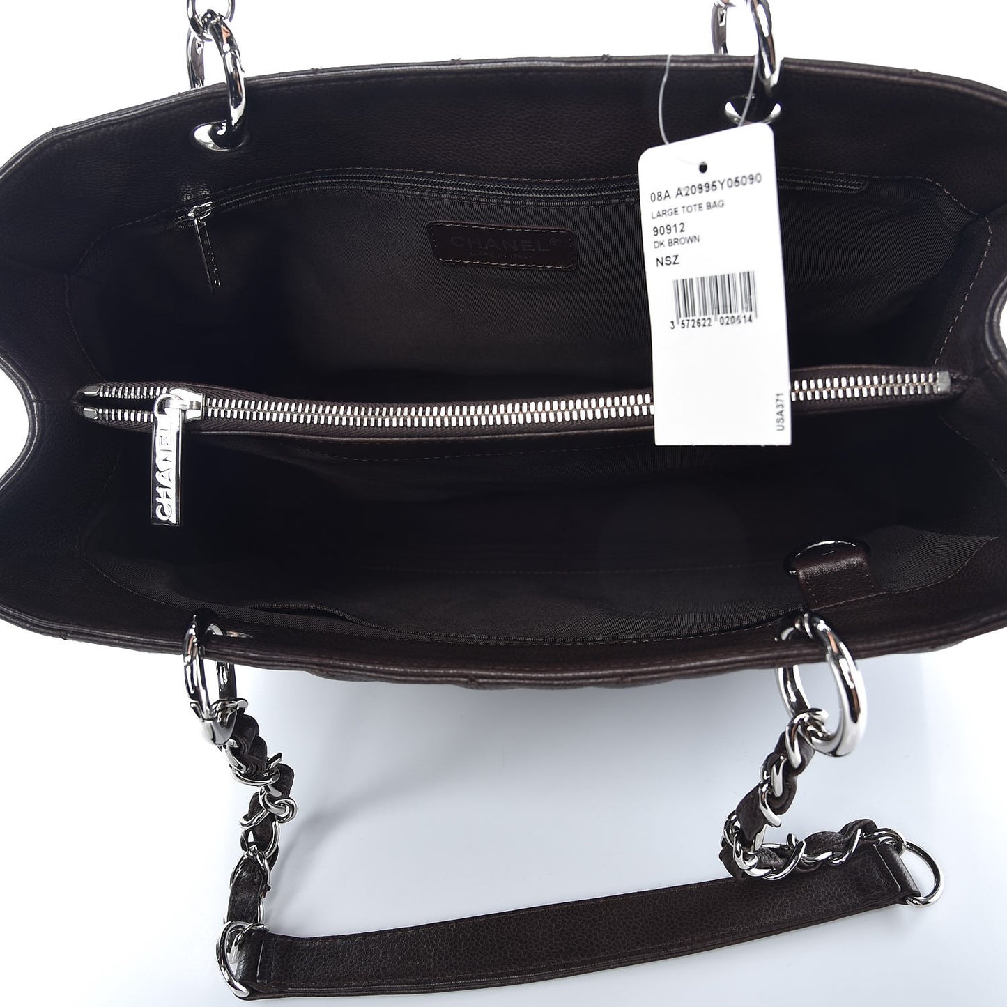 Caviar Quilted Grand Shopping Tote GST Dark Brown