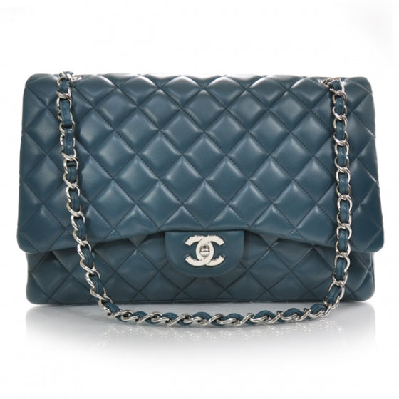 Lambskin Quilted Maxi Flap Turquoise