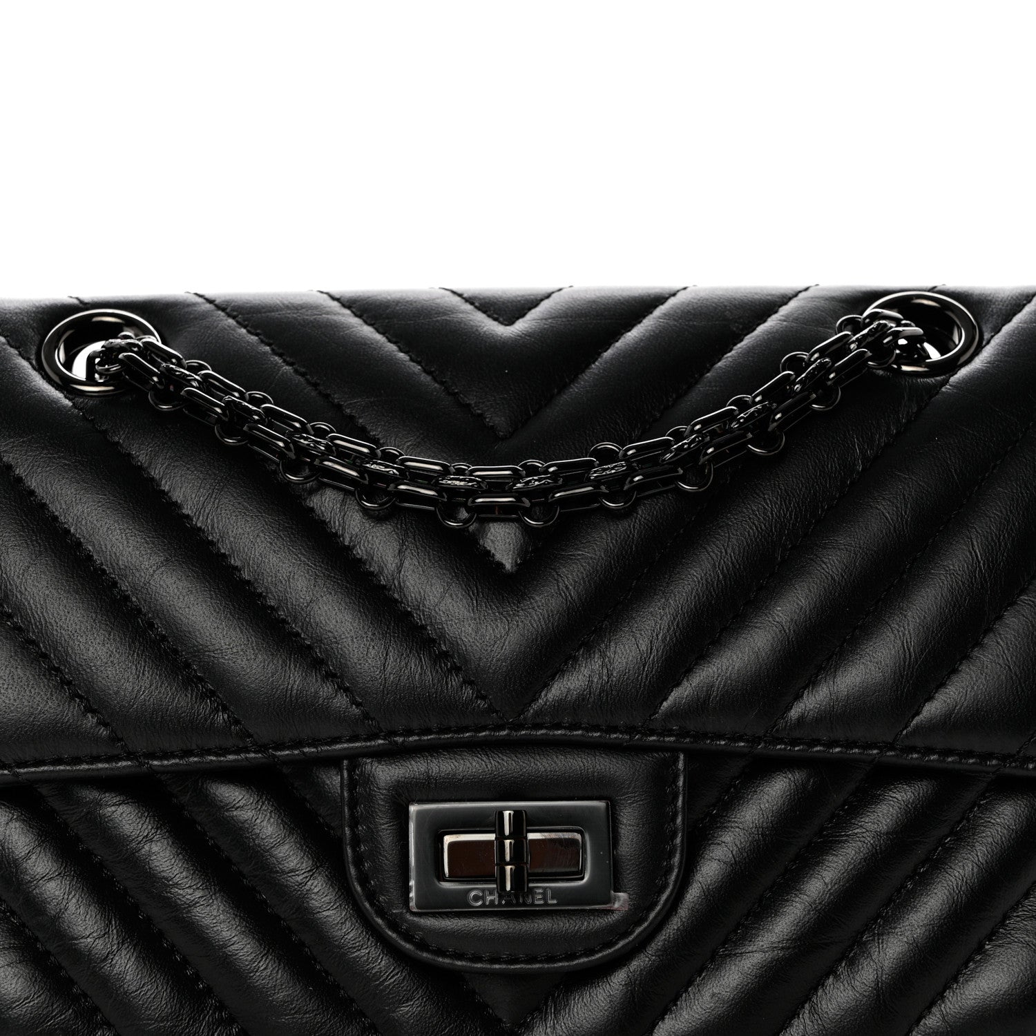 Chanel Aged Calfskin Chevron Quilted 2.55 Reissue Mini Flap So Black 8 of 11