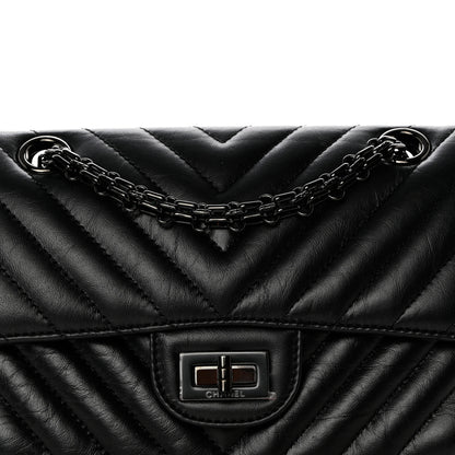Chanel Aged Calfskin Chevron Quilted 2.55 Reissue Mini Flap So Black 8 of 11