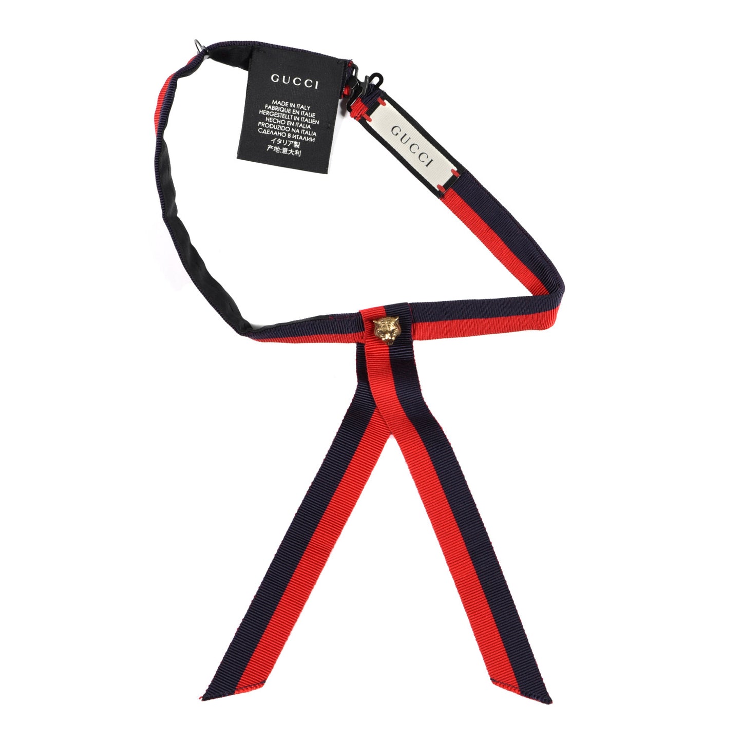 Grosgrain Web Feline Neck Bow Blue Red