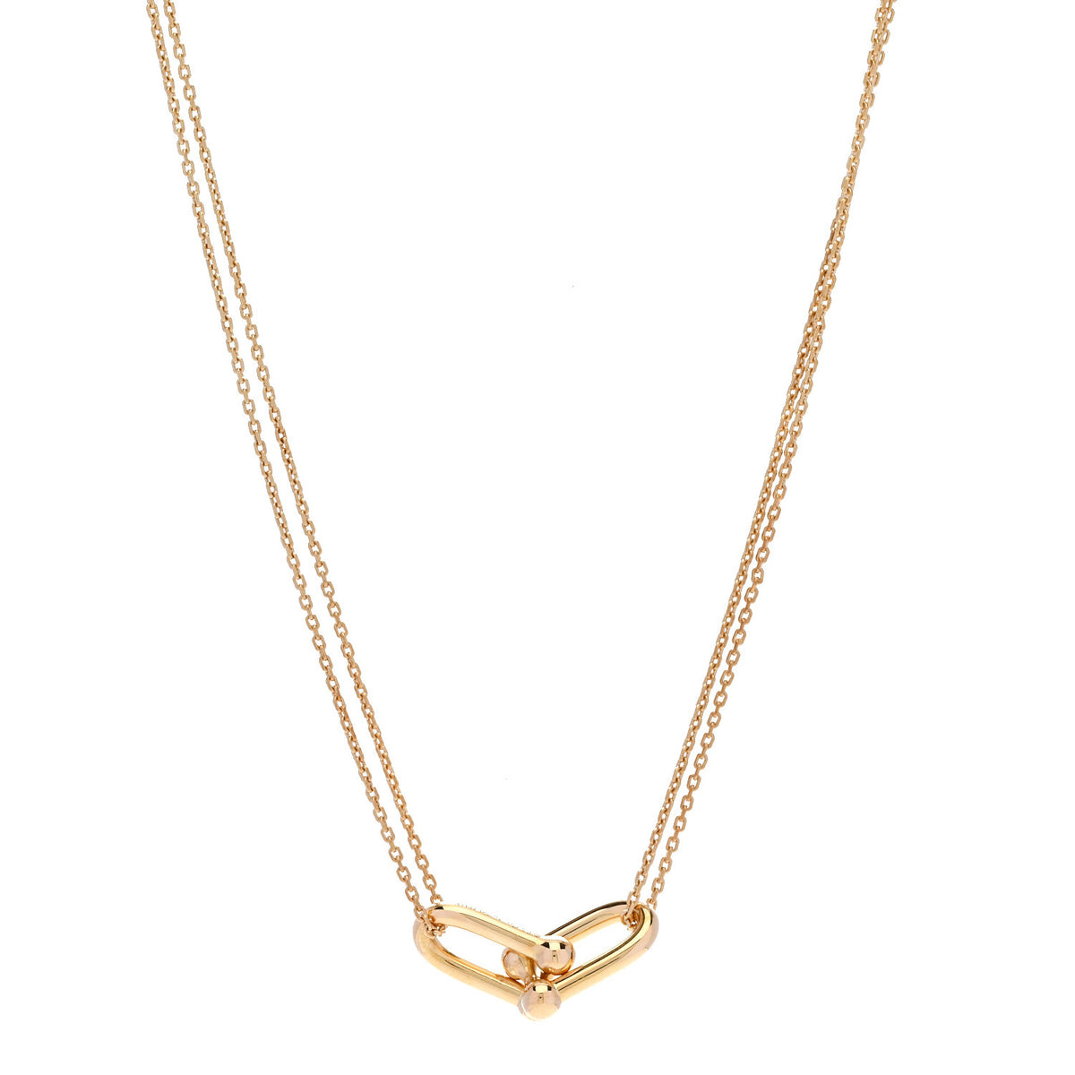 Tiffany 18K Yellow Gold HardWear Double Link Pendant Necklace 1 of 6