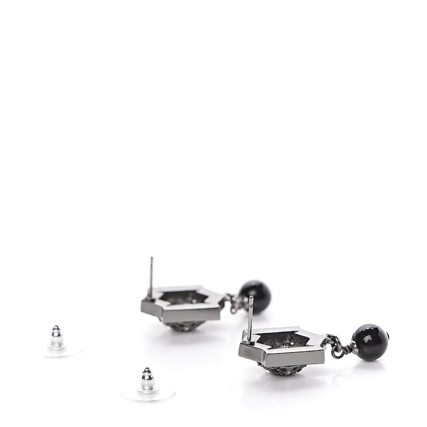 Crystal Bead CC Drop Earrings Black