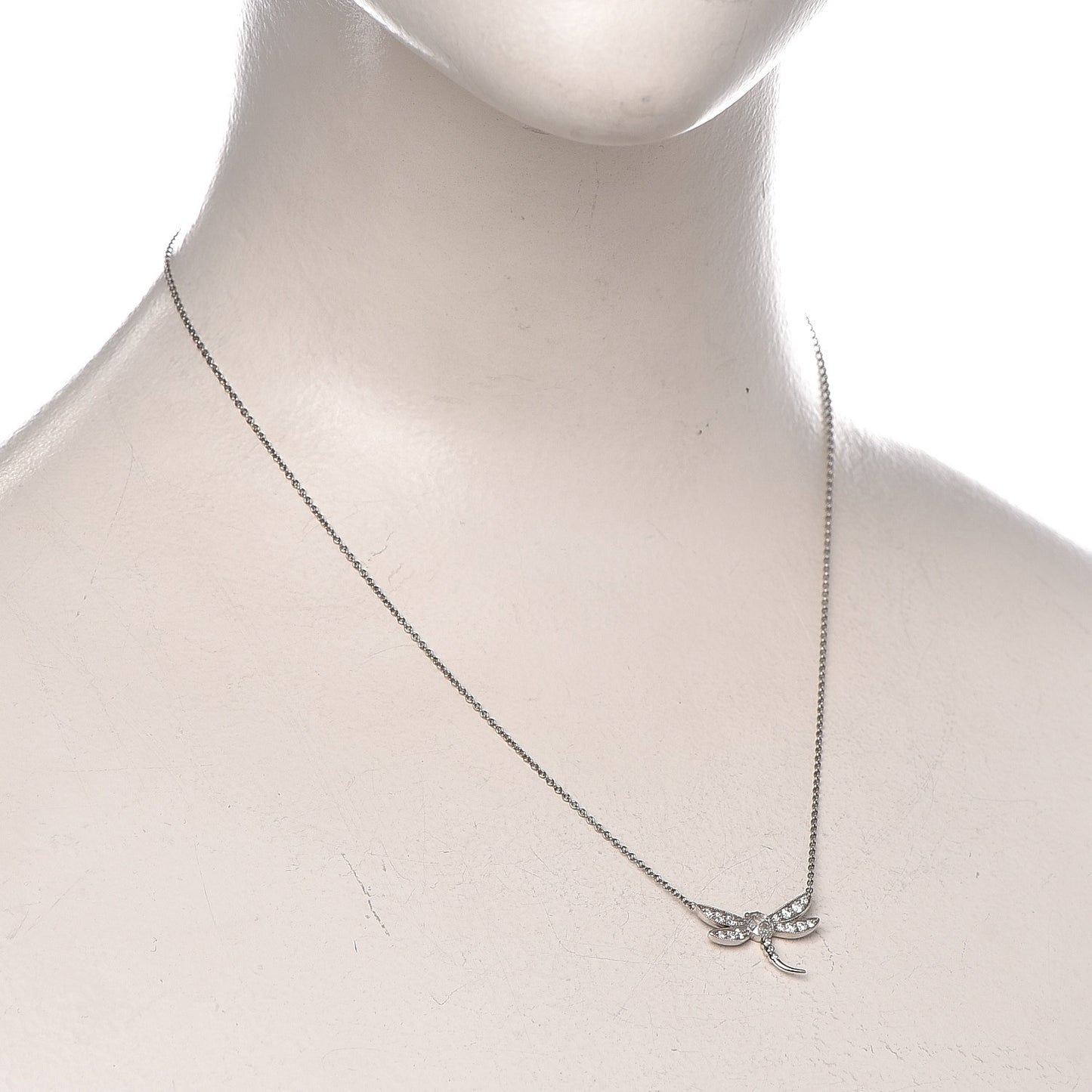 Platinum Diamond Enchant Dragonfly Pendant Necklace