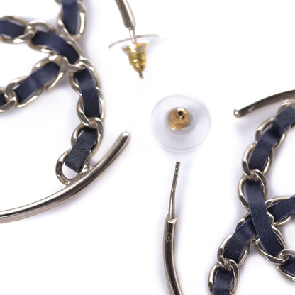 Chanel Lambskin CC Chain Hoop Earrings Black Gold 3 of 4