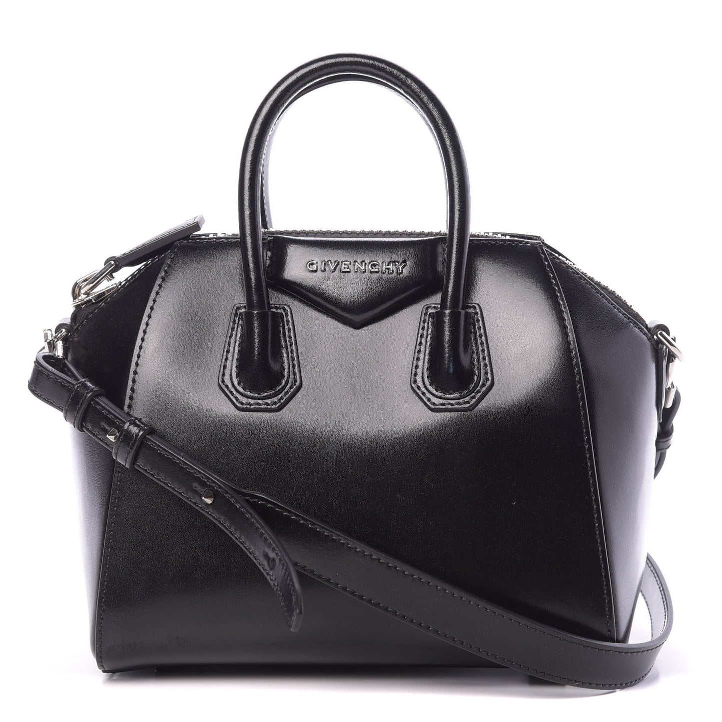 Shiny Lord Calfskin Mini Antigona Black