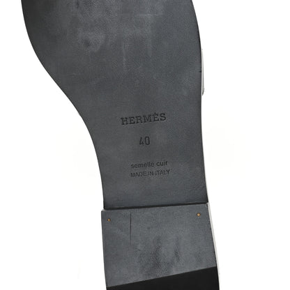 Hermes Box Calfskin Oran Sandals 40 Black 7 of 9