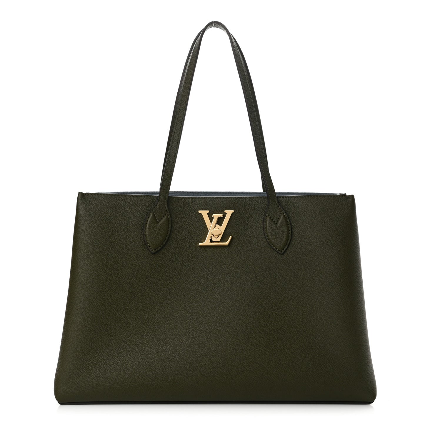 Grained Calfskin Lockme Shopper Kaki