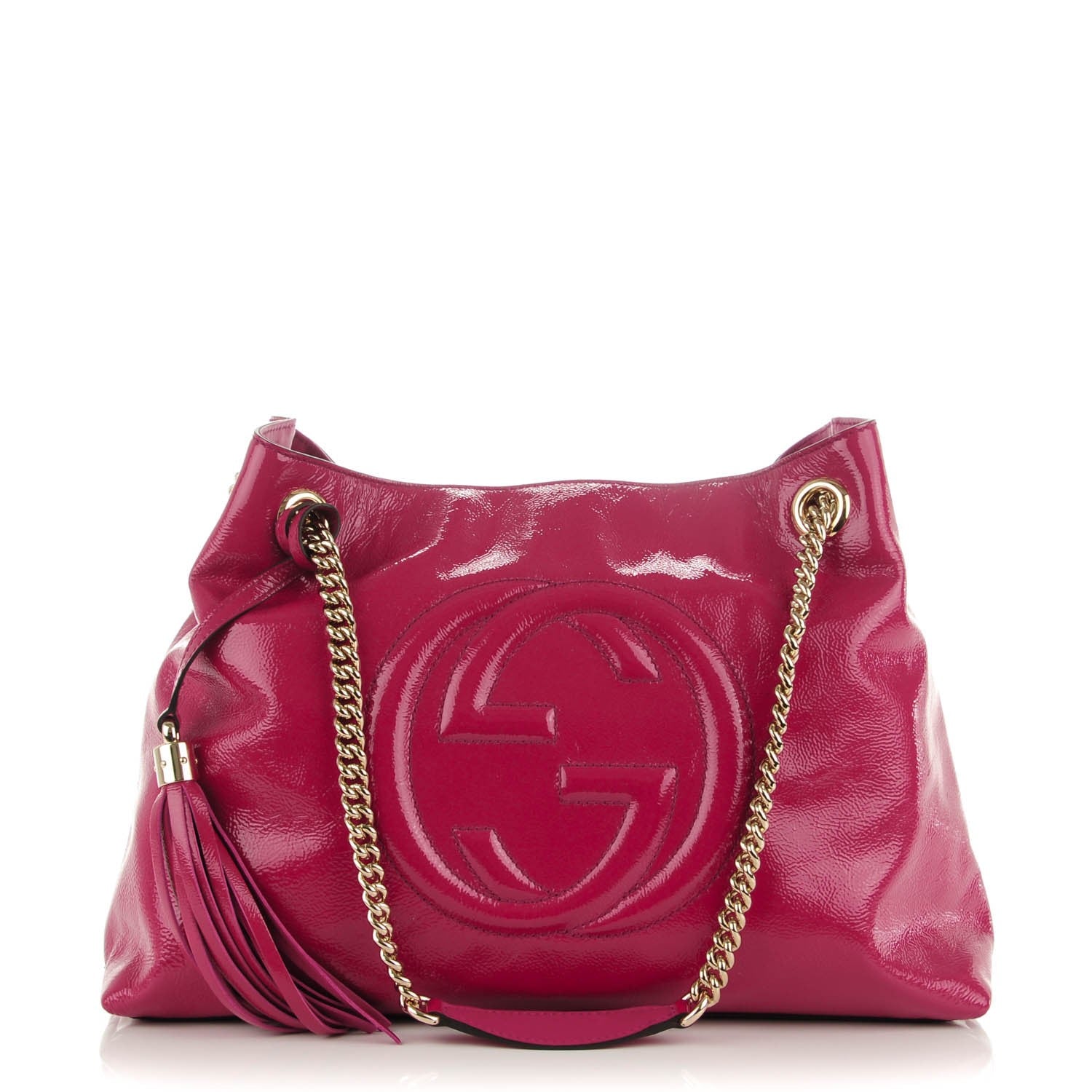Gucci Vernice Naplack Medium Soho Chain Shoulder Bag Bright Bouganville 1 of 7