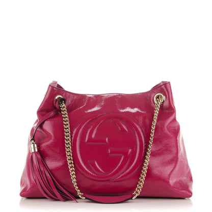 Gucci Vernice Naplack Medium Soho Chain Shoulder Bag Bright Bouganville 1 of 7