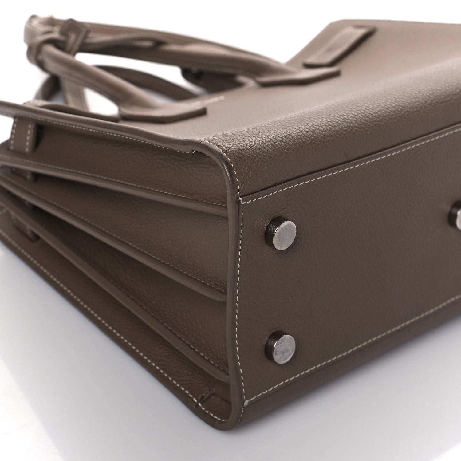 Saint Laurent Grained Calfskin Topstich Baby Sac De Jour Taupe 8 of 12