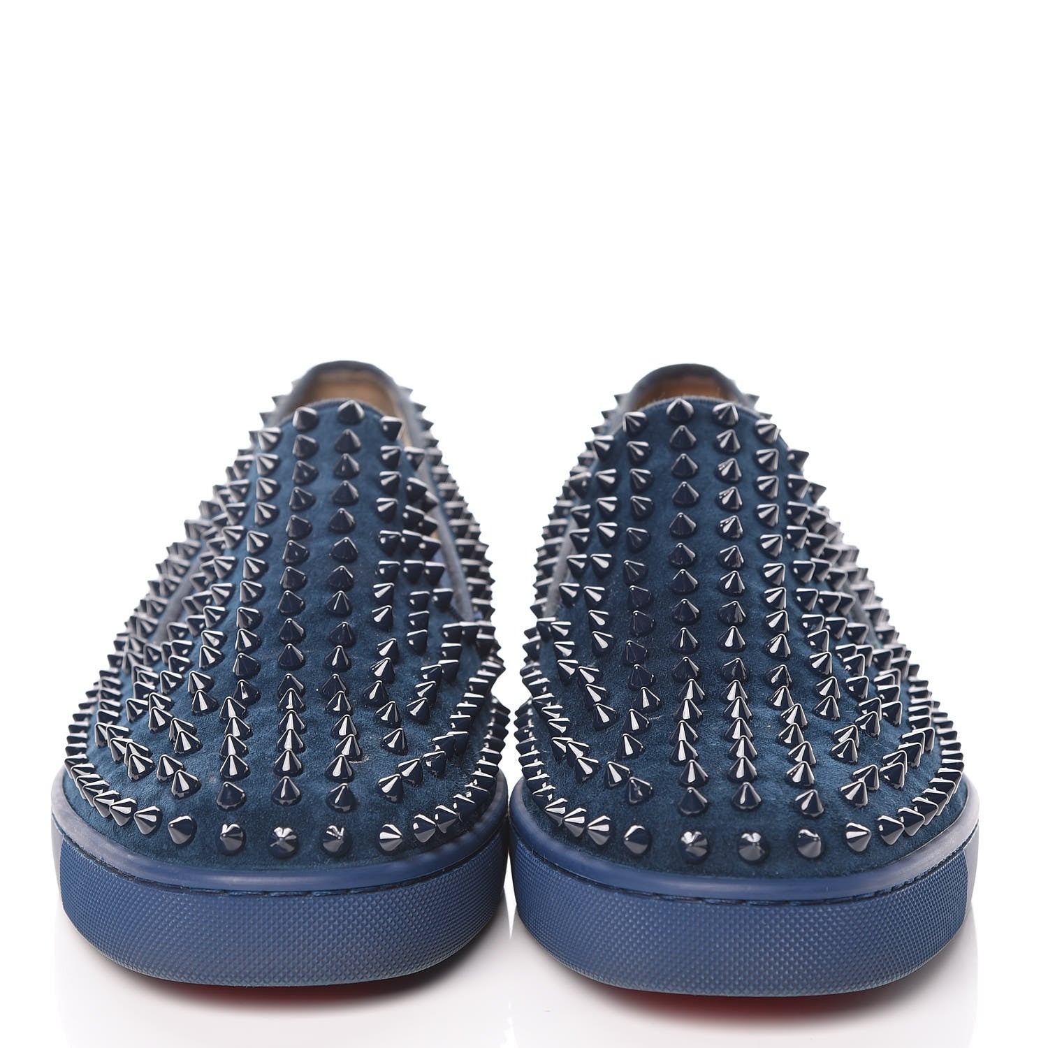 Christian Louboutin Velvet Spikes Mens Roller Boat Flats 45 Quartz 2 of 18