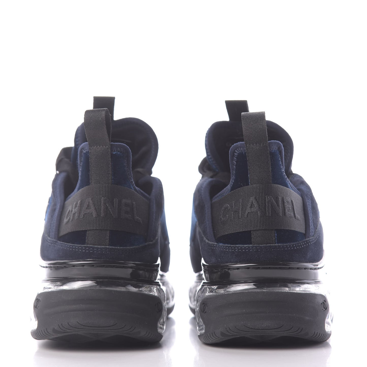 Suede Calfskin Velvet Grosgrain CC Sneakers 41 Navy Blue Black