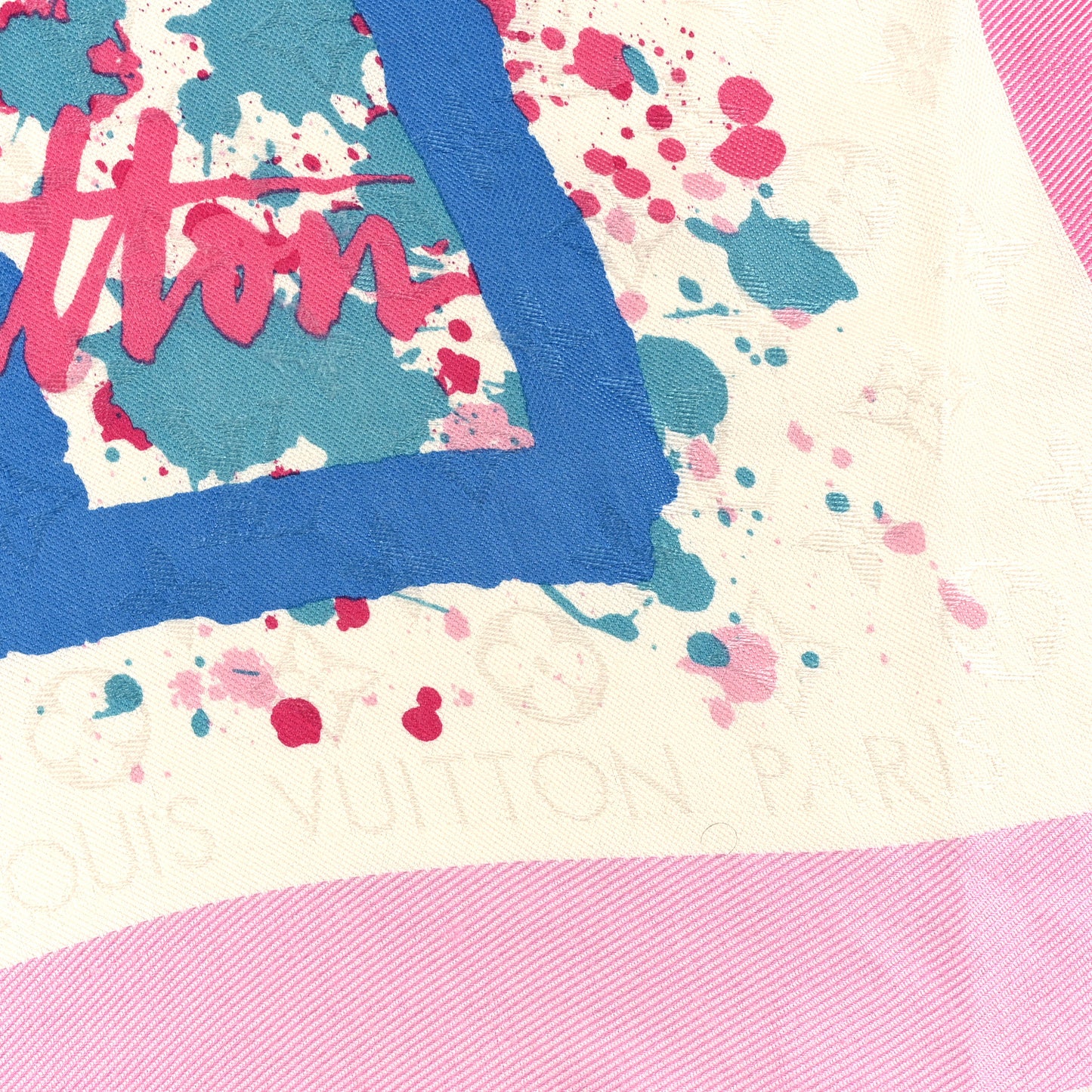 Wool Silk Monogram Mr. A Shawl Pink Blue