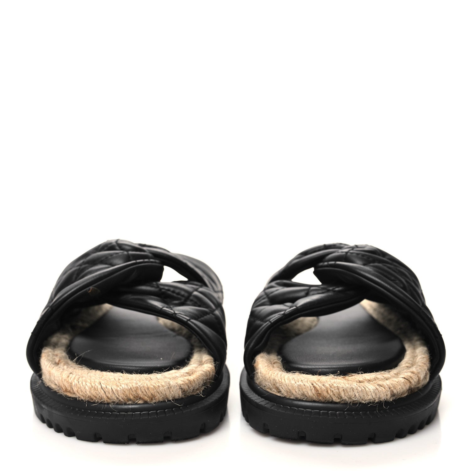 Christian Dior Calfskin Cannage Dtwist Espadrille Platform Sandals 38 Black 2 of 7