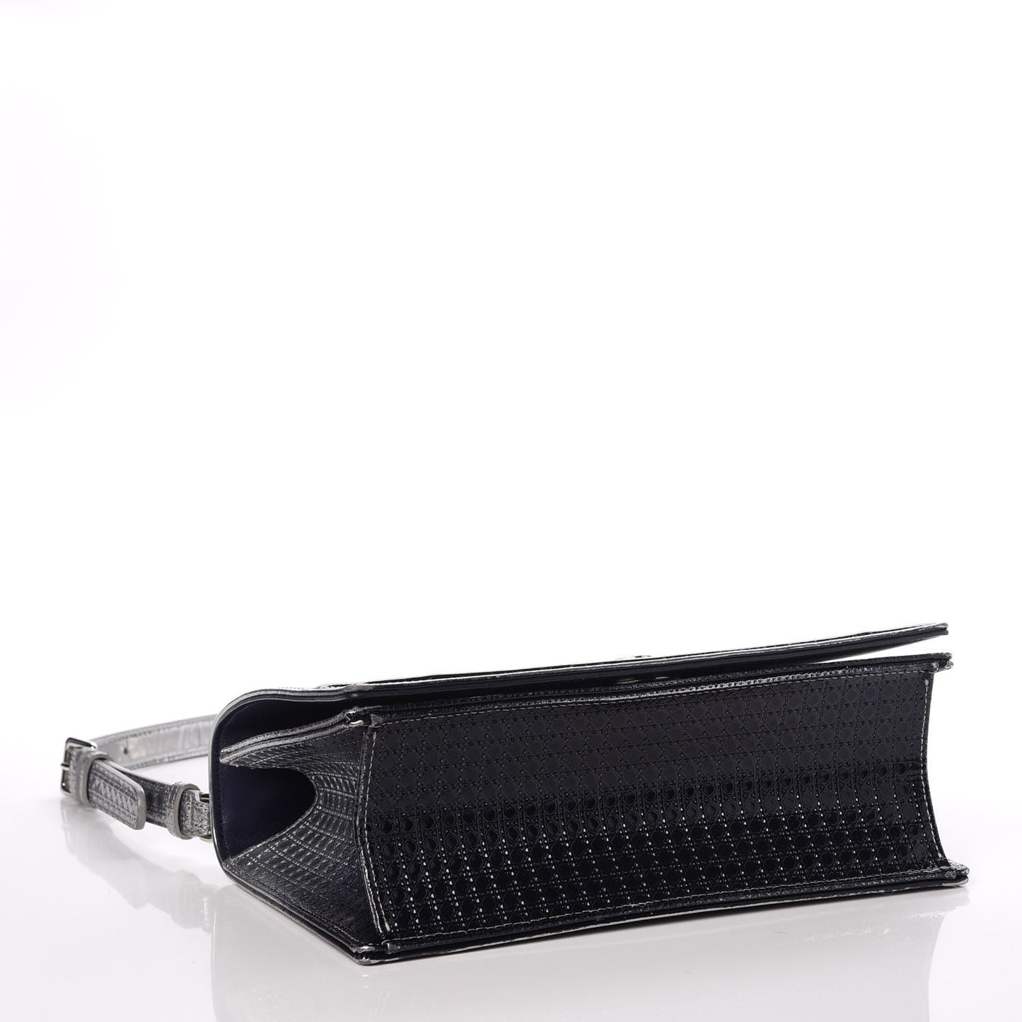 Metallic Patent Micro-Cannage Gradient Medium Diorama Flap Bag Silver Blue