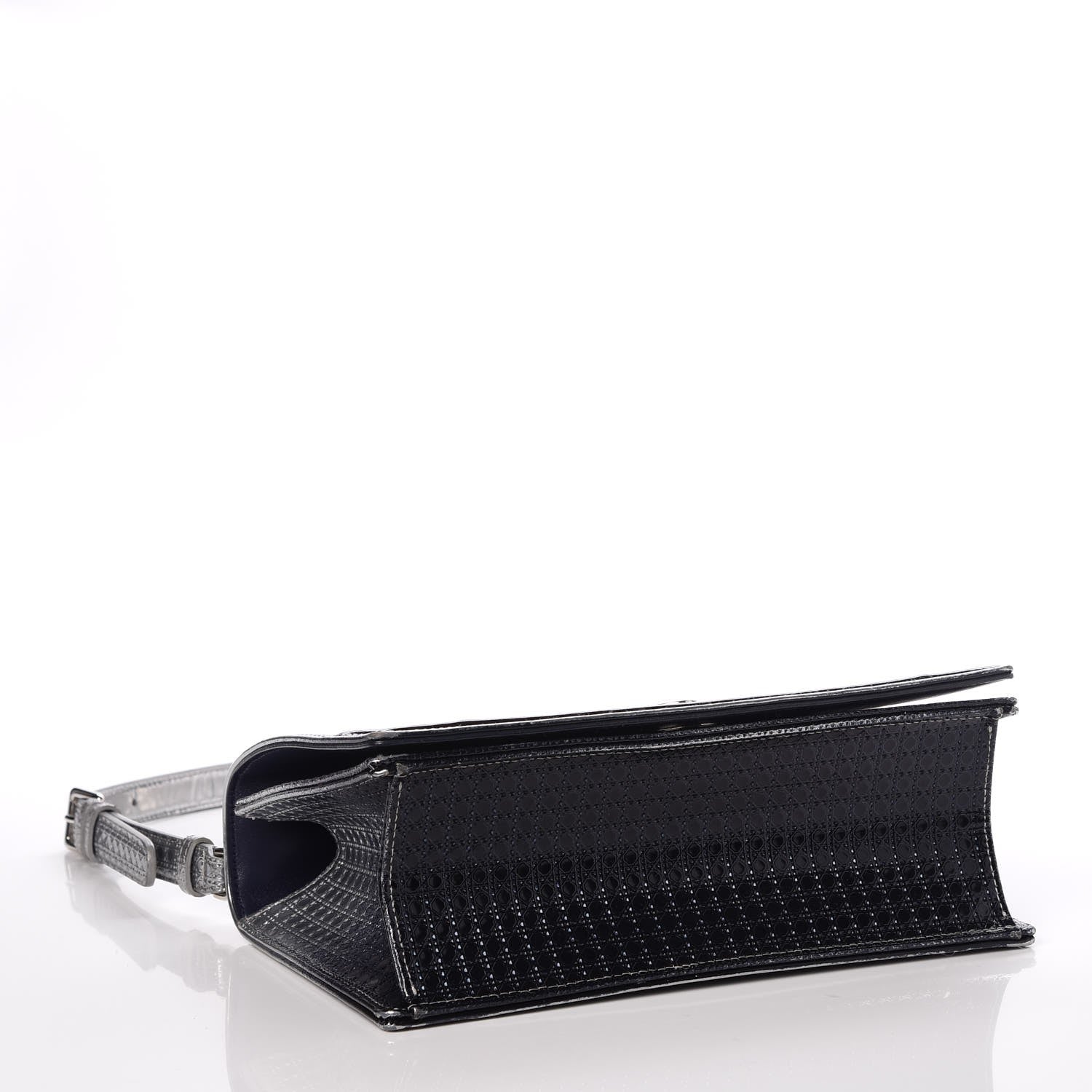 Christian Dior Metallic Patent Micro-Cannage Gradient Medium Diorama Flap Bag Silver Blue 4 of 9