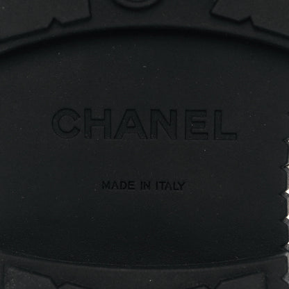 Chanel Calfskin Grosgrain Quilted Lace Up Boots 38.5 Black Grey 6 of 7