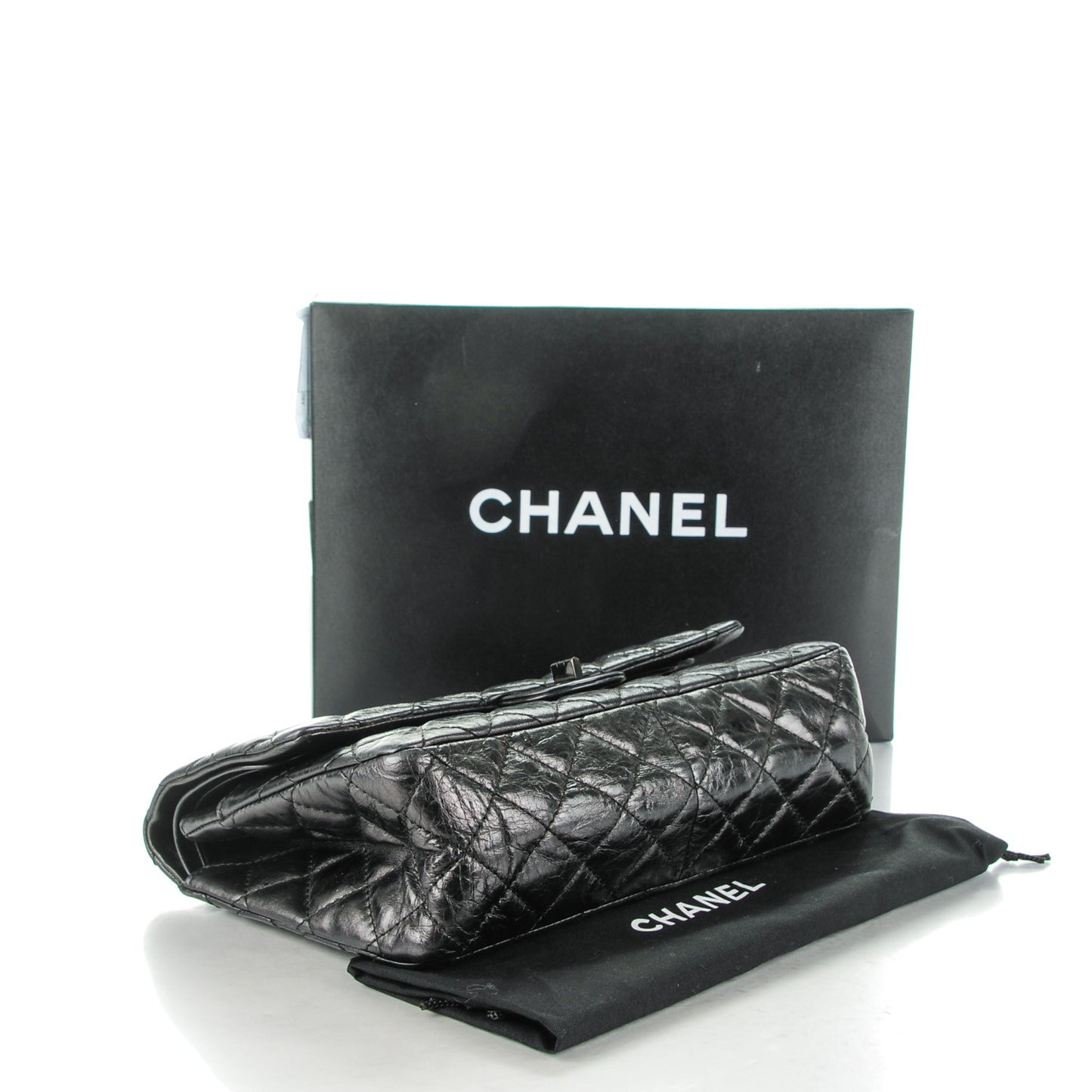 Glazed Calfskin Quilted 2.55 Reissue 226 Flap So Black